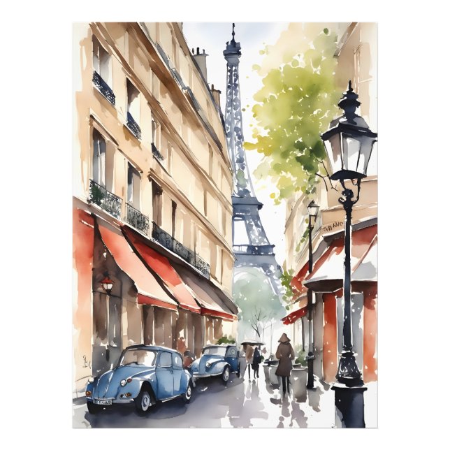 Paris Wasserfarbenart Fotodruck (Vorne)