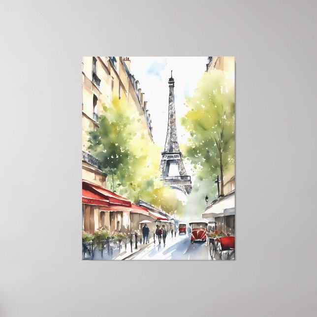 Paris Wasserfarbenart Leinwanddruck (Vorderseite)