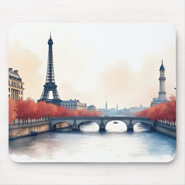 Paris Wasserfarbenart Mousepad (Vorne)