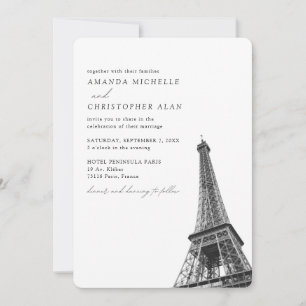Paris Wedding Custom Eiffel Tower Foto Einladung