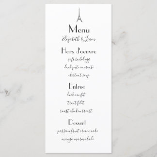 Paris Wedding Menu Menükarte