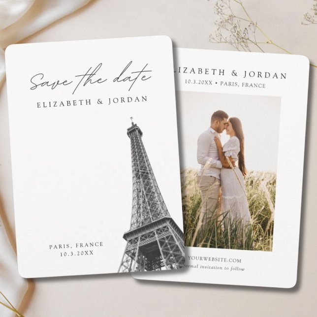 Paris Wedding Minimalistisch Save the Date Einladung (Paris Wedding Minimalist Save the Date Invitation)