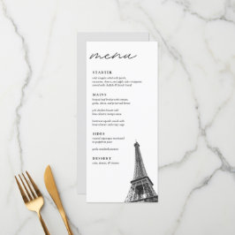 Paris Wedding Modern Elegantes Abendmenü Menükarte