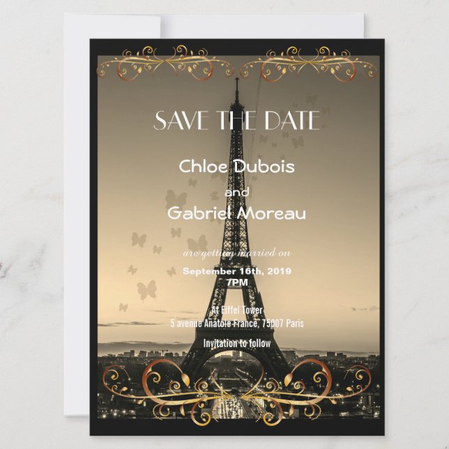Paris Wedding Save The Date (Vorderseite)