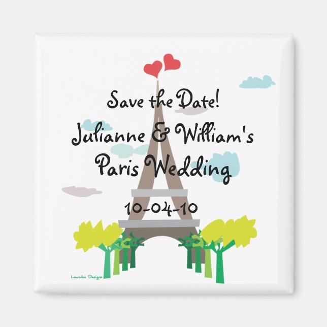 Paris Wedding Save the Date Magnet (Vorne)