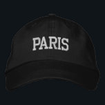 PARIS Weiße Stickerei auf schwarz Bestickte Baseballkappe<br><div class="desc">PARIS Weiß bestickter schwarzer Baumwollhut. Ein wunderbares Geschenk für alle, die Paris Frankreich Lieben! Wenn Sie Ihren persönlichen Text bevorzugen, wählen Sie einfach den Knopf "Diese Vorlage personalisieren", um Ihre Auswahl an benutzerdefiniertem Text einzugeben. Die Stickerei kann auch an andere Farbeinstellungen angepasst werden, indem Sie die Schaltfläche "Design bearbeiten" auswählen....</div>