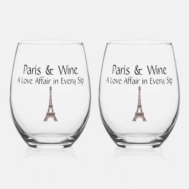 Paris & Wine eine Liebe-Affäre in jeder Sippe Weinglas Ohne Stiel (Vorderseite)