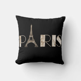 Paris-Wort-Kunst von Vintager Karte 1889 Kissen