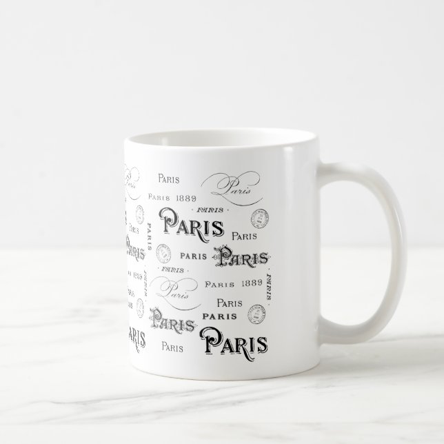 Paris-Wort-Typografie 1889 u. französische Kaffeetasse (Rechts)