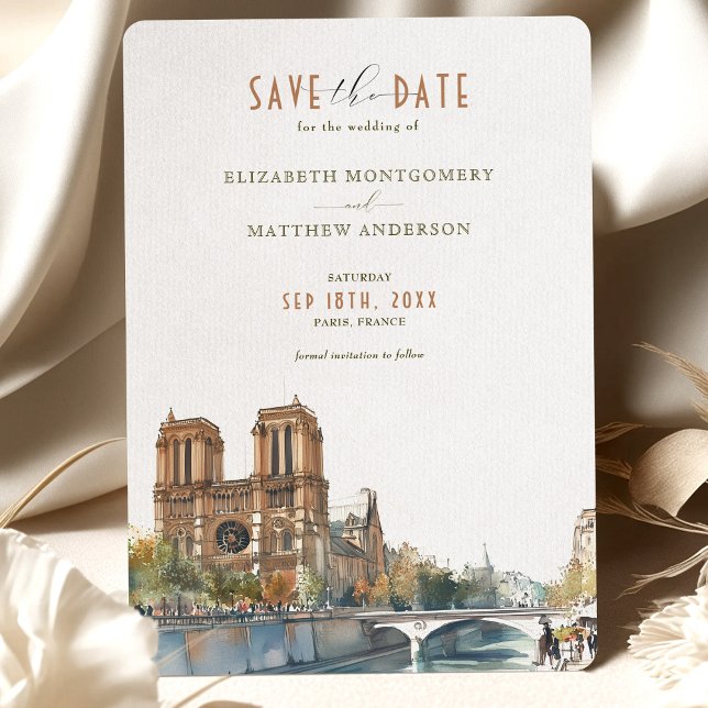 Paris Zielort Save the Date Notre Dame Einladung (Von Creator hochgeladen)