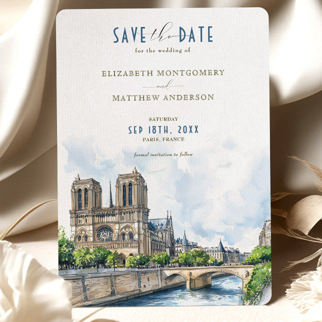Paris Zielort Save the Date Notre Dame Einladung (Von Creator hochgeladen)