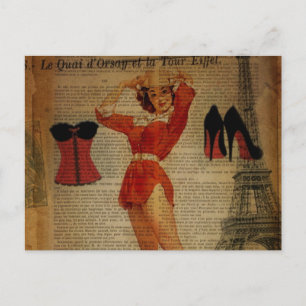 Pariseiffturm Vintages Korsetts Dessous Party Postkarte