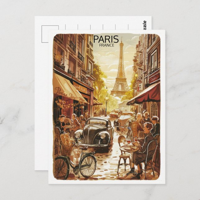 Pariser Abend Tour Effiel Vintage Geschenke Postkarte (Vorne/Hinten)