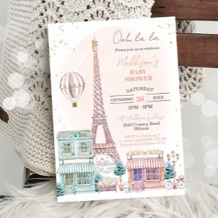 Pariser Babydusche Einladung