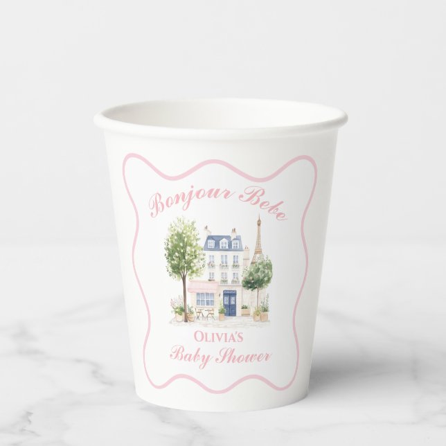 Pariser Babydusche Pariser Café Party Pappbecher (Vorderseite)