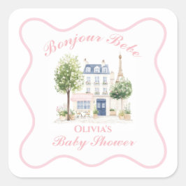 Pariser Babydusche Pariser Café Party Quadratischer Aufkleber