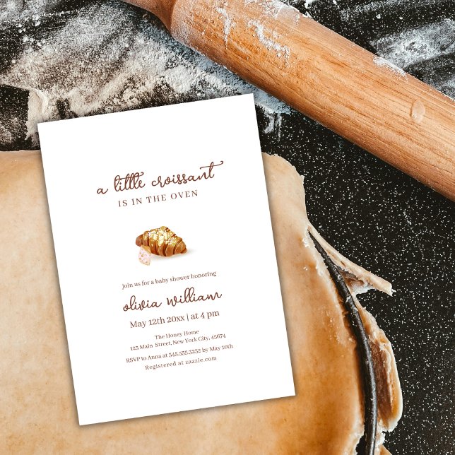Pariser Bäckerei Konditorei Croissant Babydusche Einladung (Paris Bakery Pastry Croissant Baby Shower Invitation)