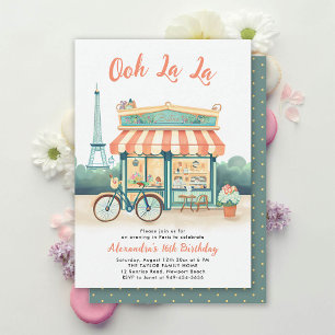 Pariser Bistro Eiffel Hintergrund Peach Pink Sweet Einladung