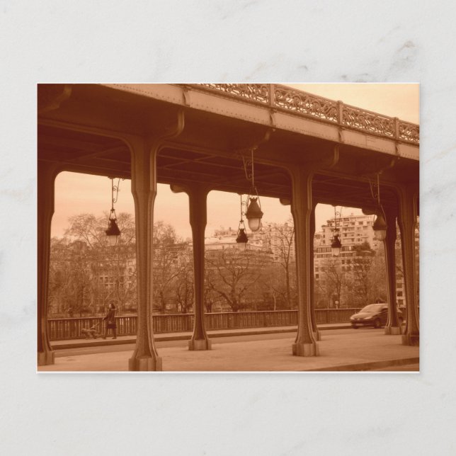 Pariser Brücke in Sepia Postkarte (Vorderseite)