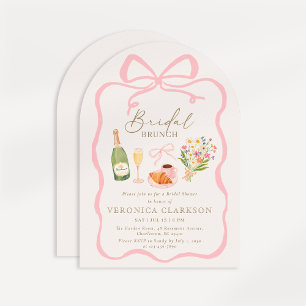 Pariser Brunch Rosa Brautdusche Einladung