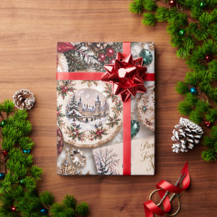 Pariser Burgunder-Smaragd-Weihnachten Geschenkpapier