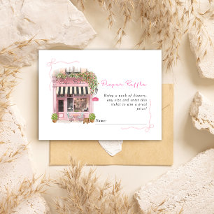 Pariser Café Bonjour Bebe Rosa Schleife Babyparty Begleitkarte
