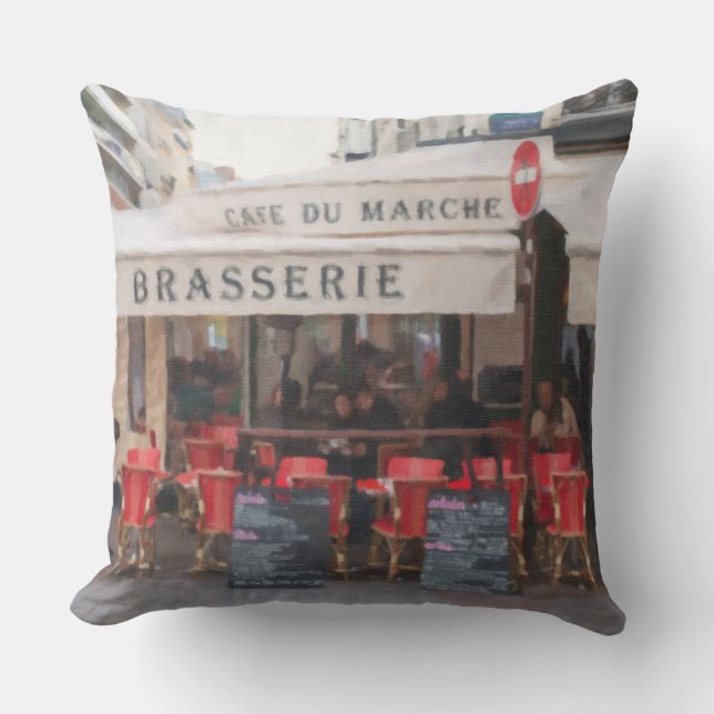 Pariser Café Brasserie Außenbereich Throw Kissen (Vorderseite)