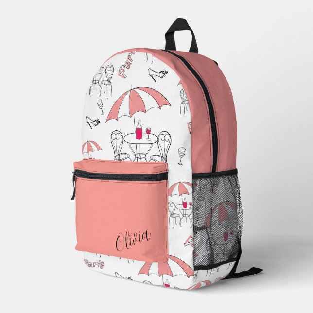 Pariser Café Daydream Bedruckter Rucksack (Rückseitige Ecke Rechts)
