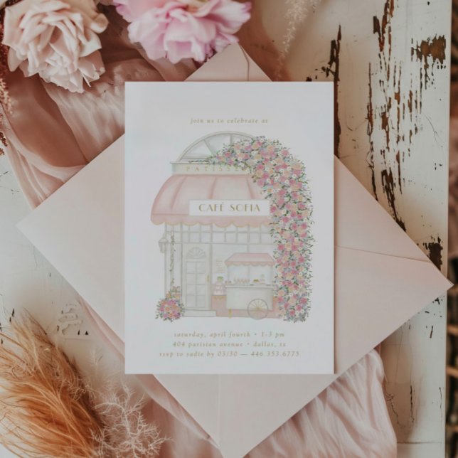 Pariser Café Girls Geburtstag Einladung (Von Creator hochgeladen)