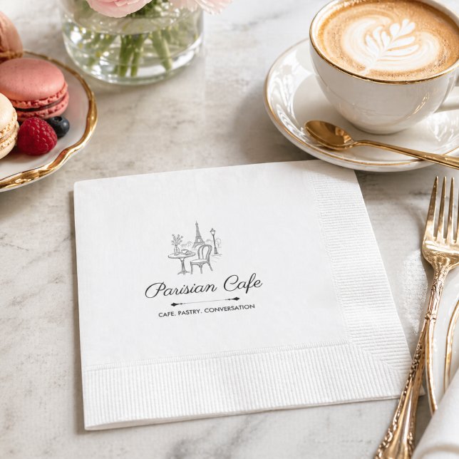 Pariser Café individuell Geschäft Logo Cocktail Se Serviette (Parisian Café Custom Business Logo Cocktail Napkin)