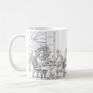 Pariser Café-Linienkunst-Minimalist-Becher Kaffeetasse