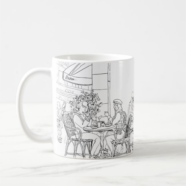 Pariser Café-Linienkunst-Minimalist-Becher Kaffeetasse (Links)
