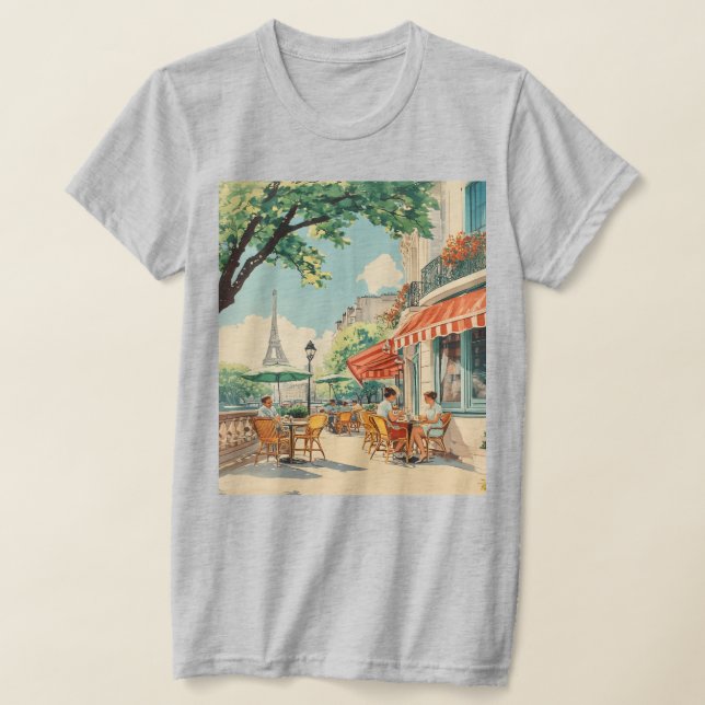 Pariser Café mit Eiffelblick T-Shirt (Ablage )