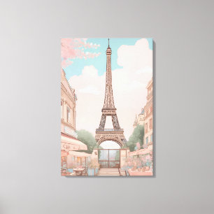 Pariser Café mit Eiffelturm Art Leinwanddruck