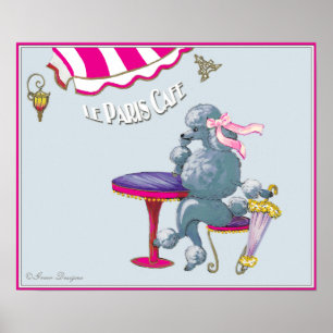 Pariser Café Silver Poodle Poster