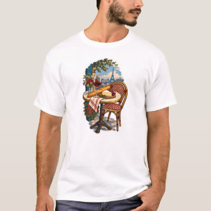 Pariser Café-Tisch-Wein-T-Shirt-Design T-Shirt