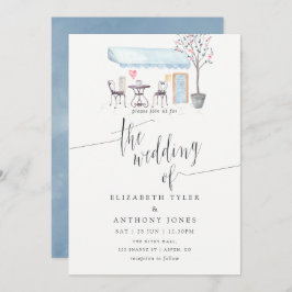 Pariser Café Watercolor Hochzeit Einladung