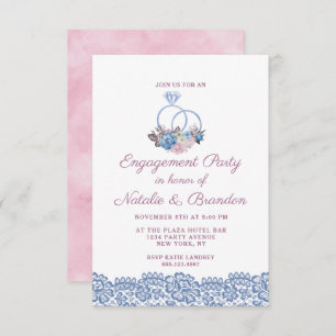 Pariser Charm-Chic-Hochzeitsrings-Engagement-Parte Einladung