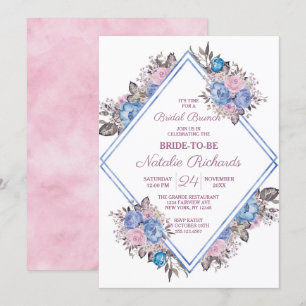 Pariser Charm Floral Diamond Bridal Brunch Dusche Einladung