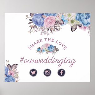 Pariser Charm Floral Teilen Sie die Liebe Hochzeit Poster