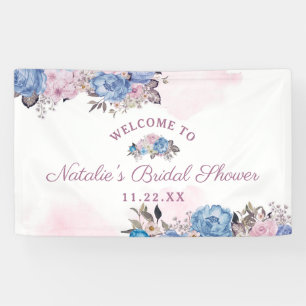 Pariser Charme Blau & Rosa Brautparty-Willkommen Banner