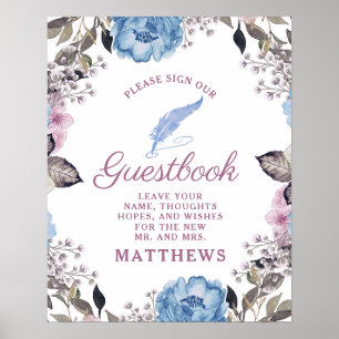 Pariser Charme Blau und Rosa Unterschreiben Sie un Poster