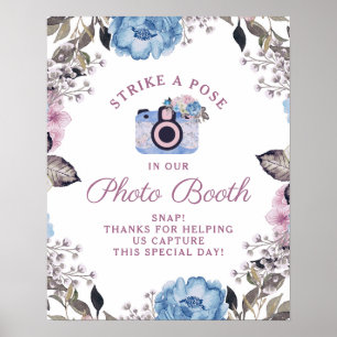 Pariser Charme Florales Fotobox-Hochzeitsschild Poster
