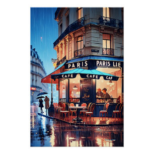 Pariser Charme: Vintage Pariser Straßen-Café-Plaka Poster