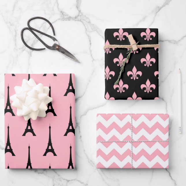 Pariser Chic Geschenkpapier Set (Vorderseite)
