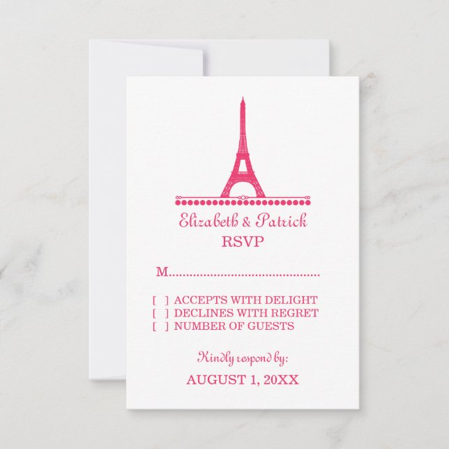 Pariser Chic Response Card, rosa RSVP Karte (Vorderseite)