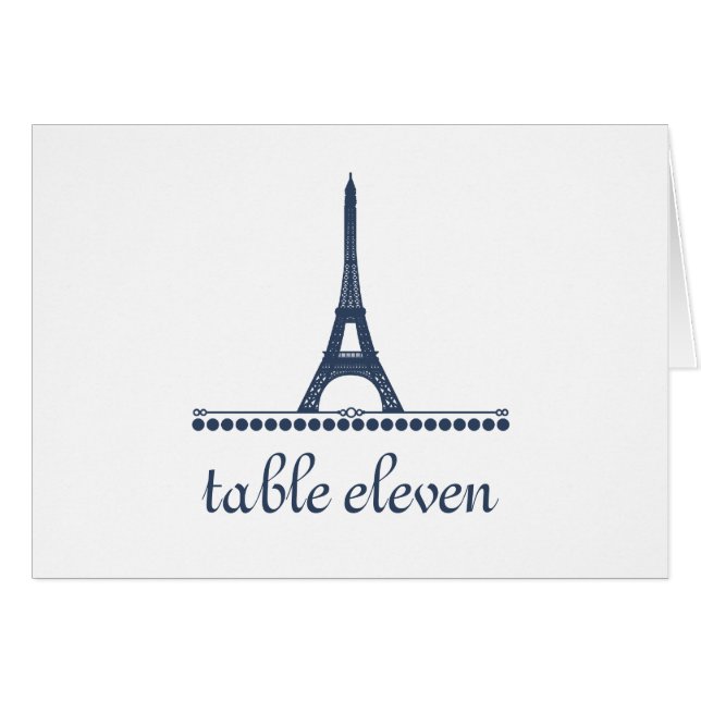 Pariser Chic Tischnummer Card, blau (Vorderseite (Horizontal))