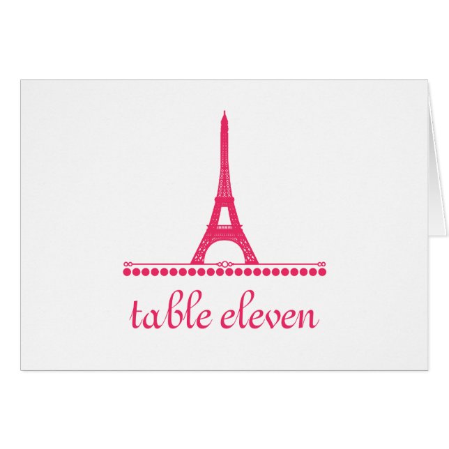 Pariser Chic-Tischnummer-Card, rosa (Vorderseite (Horizontal))