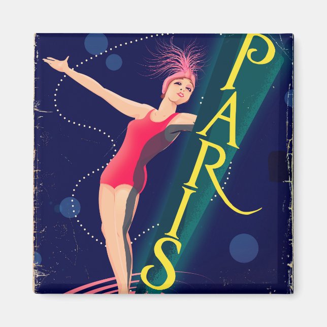 Pariser Club Vintage Reiseplakat Magnet (Vorne)