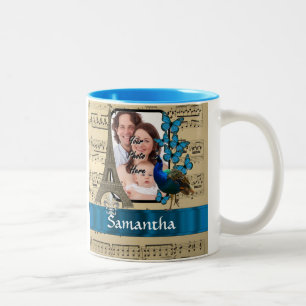 Pariser Collage auf Musikblatt Zweifarbige Tasse